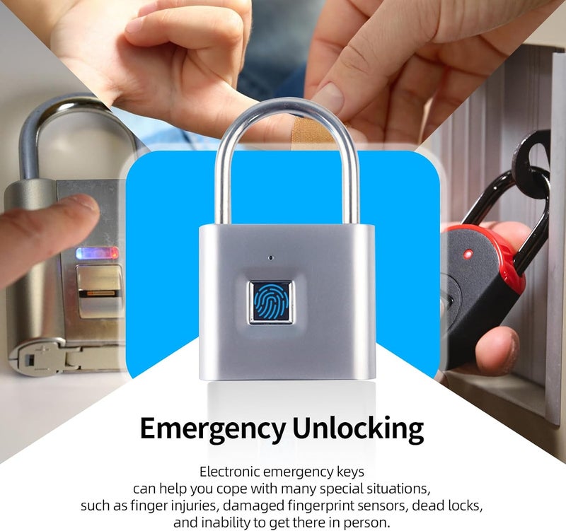 KENRONE قفل بصمة الإصبع، شحن USB محمول مع مفتاح إعادة تعيين، قفل ذكي بفتح سريع، مقاوم للماء والصدأ، أقفال لخزائن المدارس، المستودعات، الصالات الرياضية، المنازل، خزائن المكاتب - Image 2